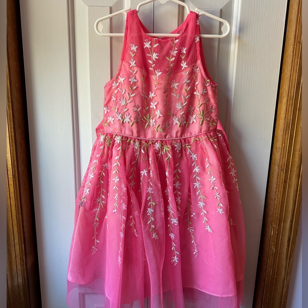 Jona Michelle pink embroidered flower spring dress size 5